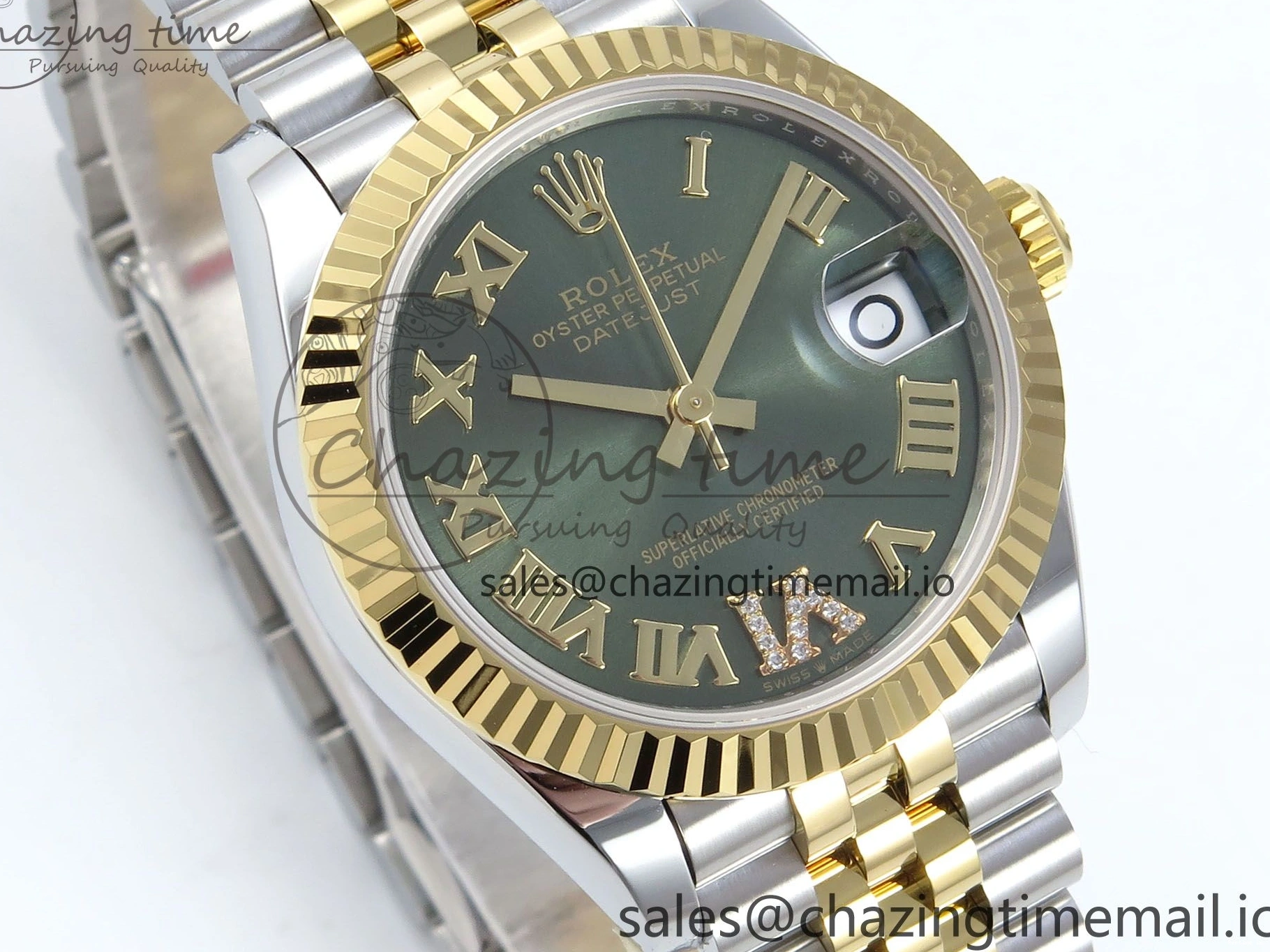1221 DateJust 31 278273 ARF 1:1 Best Edition 904L Steel Green Roman Diamonds Dial on SS YG Jubilee Bracelet ETA Flexible 572